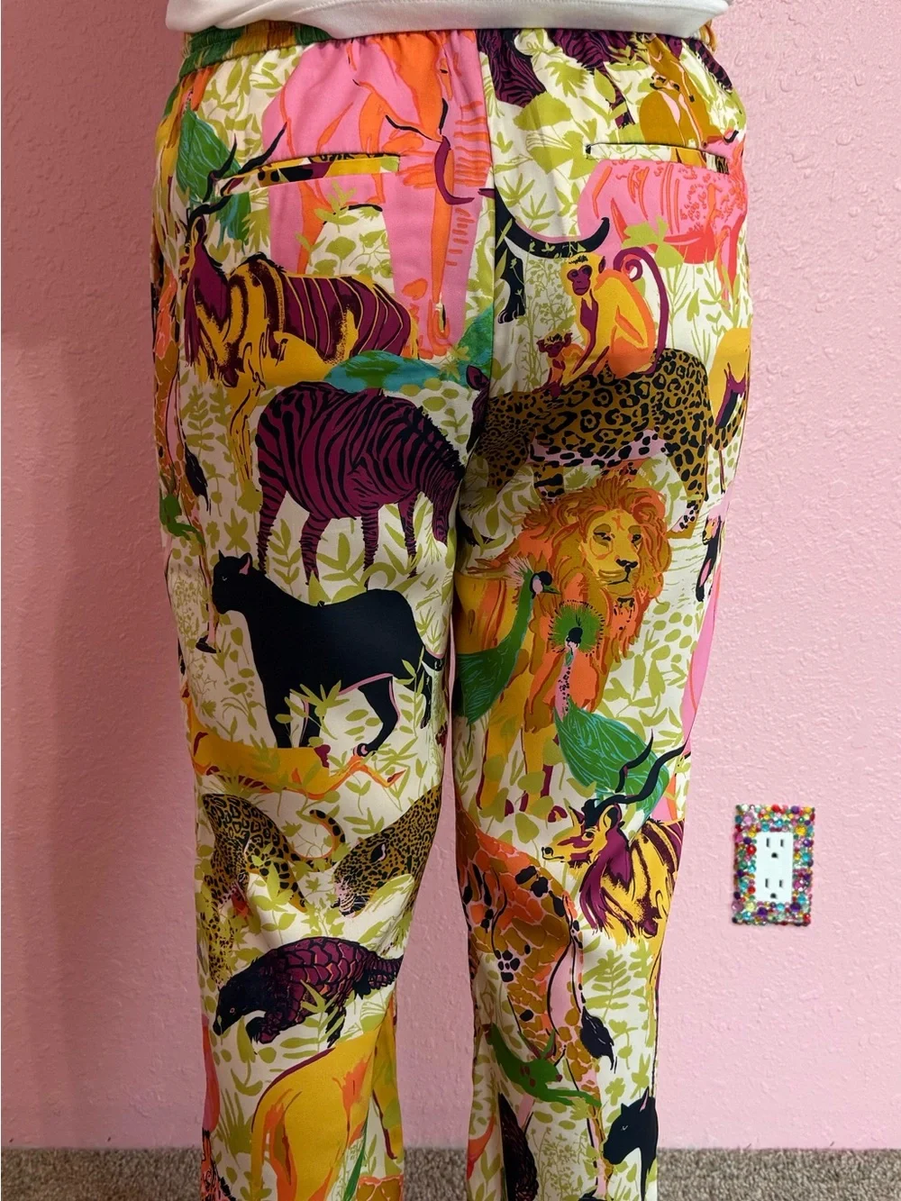 J. Crew Multicolor Animal-Print Wide Leg Pants